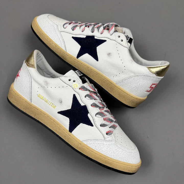 Golden Goose Ball-Star 'Suede Navy Star/ Metallic Gold Tab'