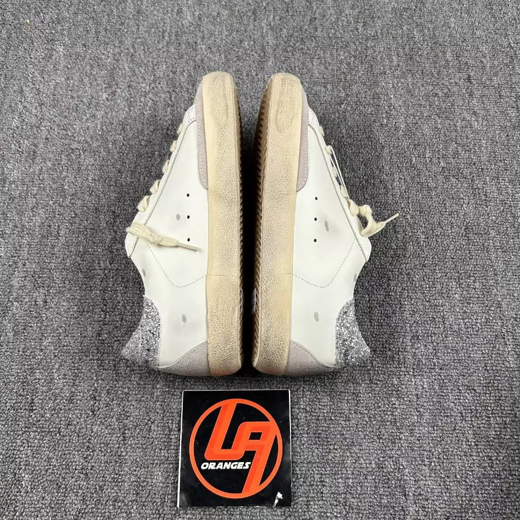 Golden Goose Super-Star 'Suede Star/Silver Glitter Heel Tab'
