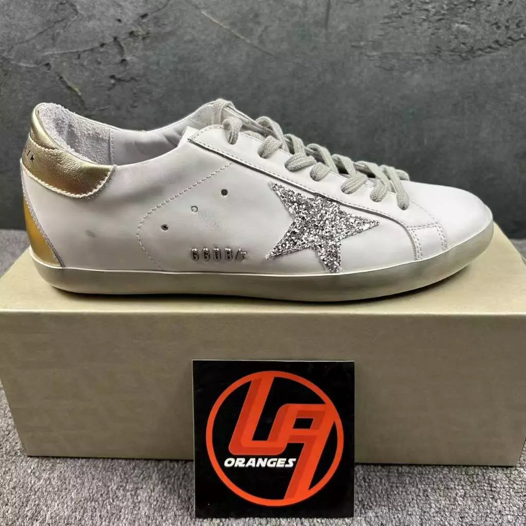 Golden Goose Super-Star 'Silver Glitter Star/Gold Tab'