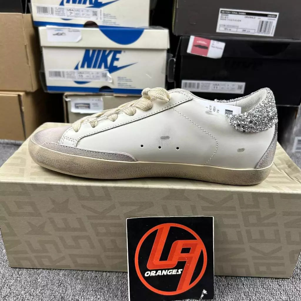 Golden Goose Super-Star 'Suede Star/Silver Glitter Heel Tab'
