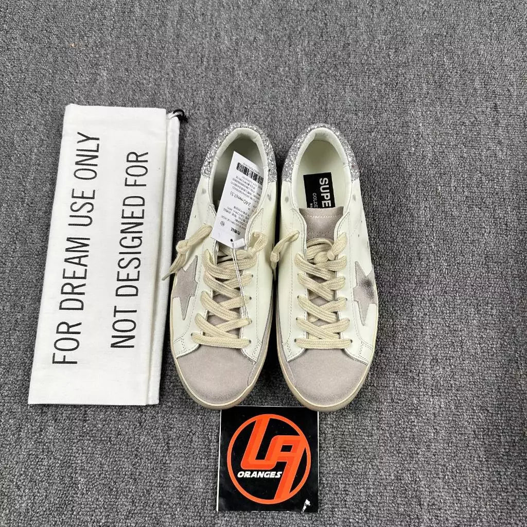 Golden Goose Super-Star 'Suede Star/Silver Glitter Heel Tab'