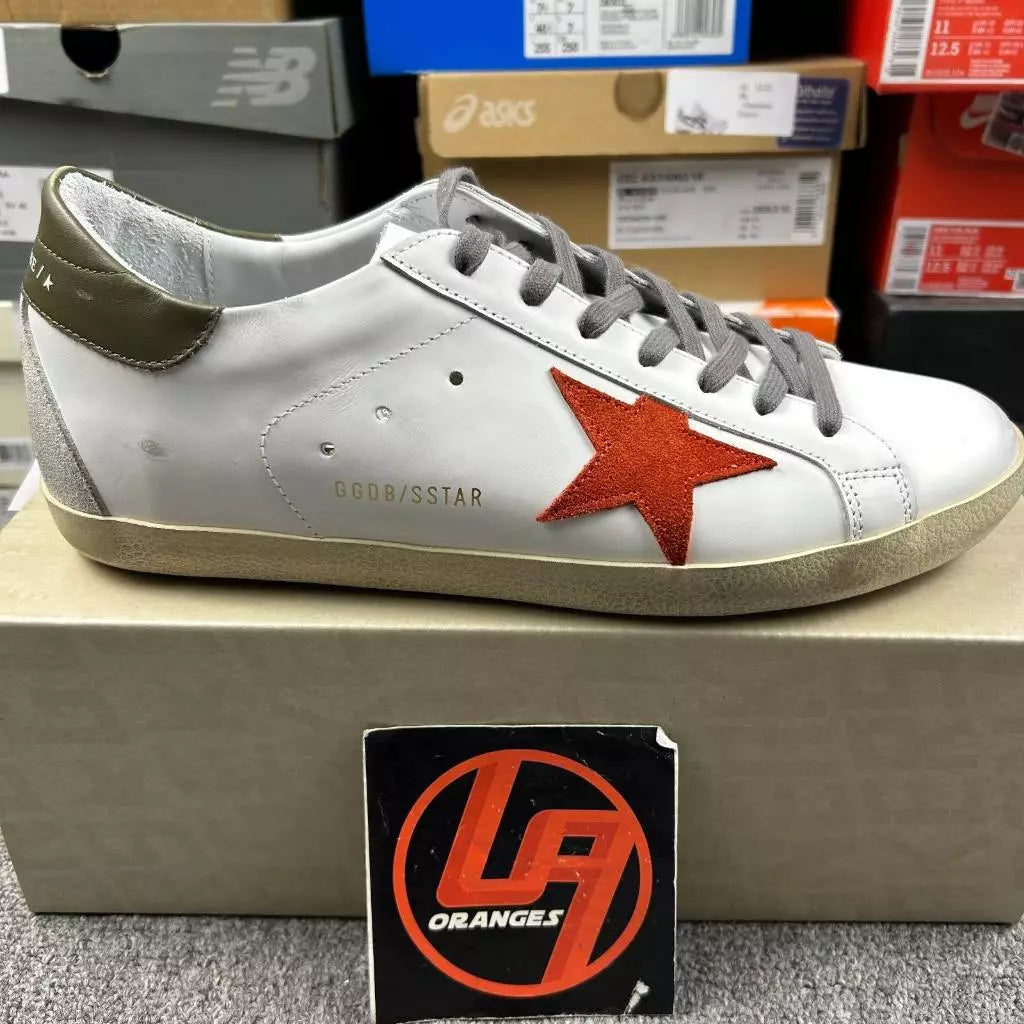 Golden Goose Super-Star 'Red Suede Star/Olive Leather Heel Tab'