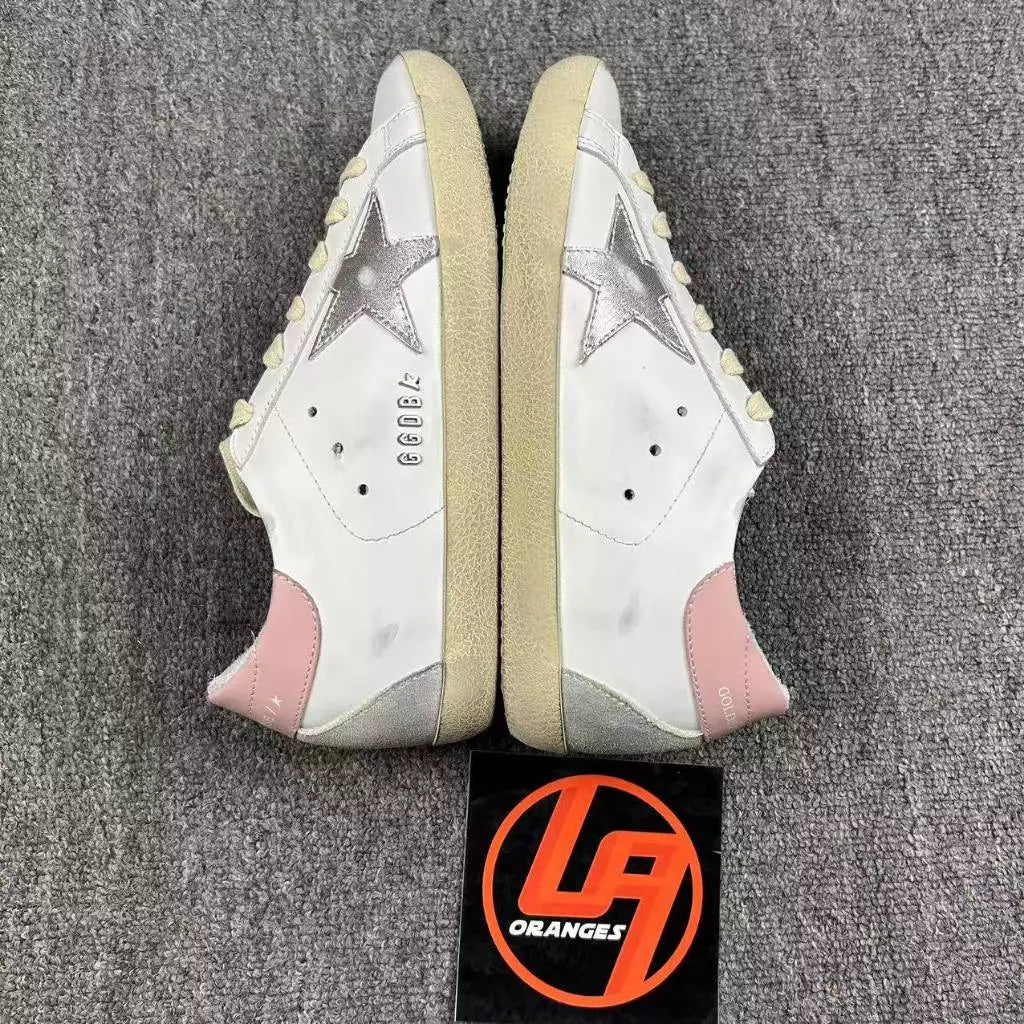 Golden Goose Super-Star 'Silver Leather Star/Pink Leather Heel Tab'