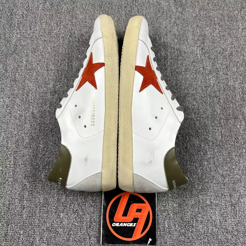 Golden Goose Super-Star 'Red Suede Star/Olive Leather Heel Tab'
