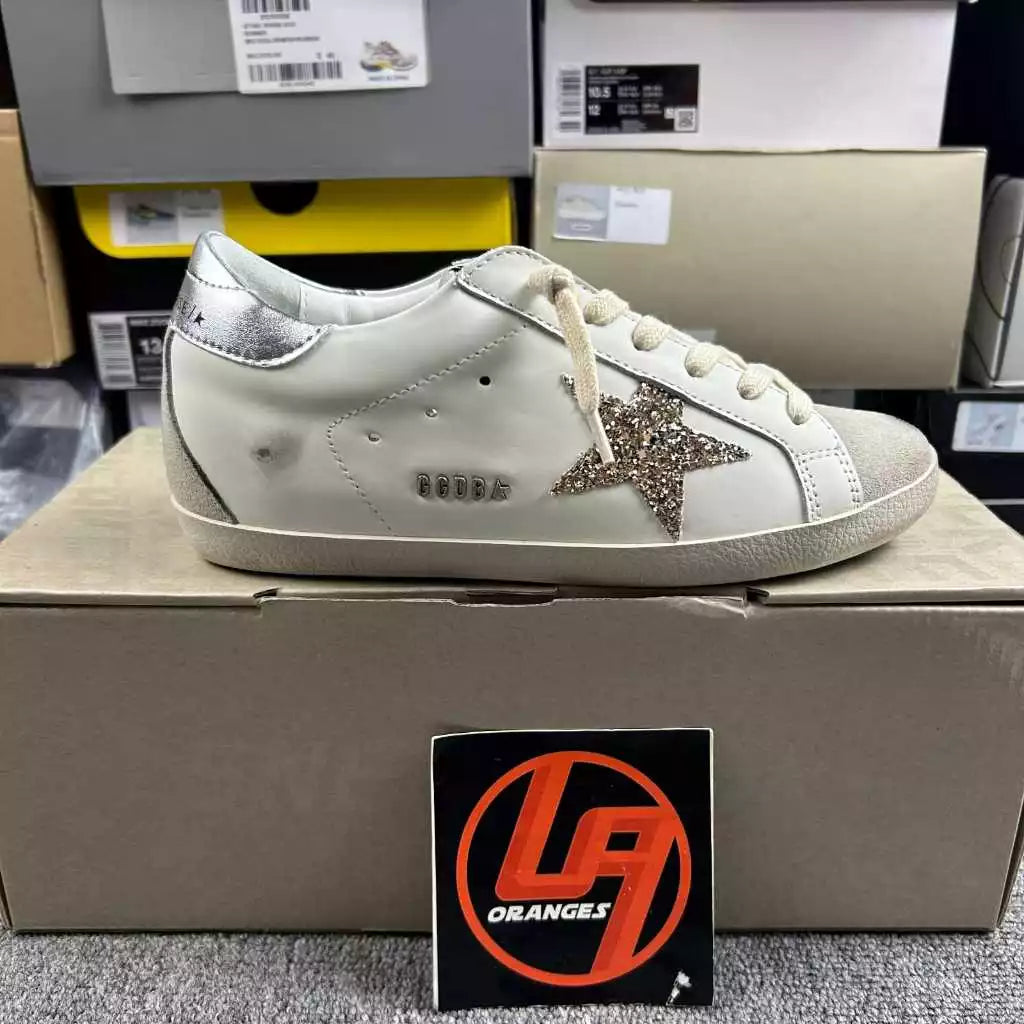 Golden Goose Super-Star 'Ruby Glitter Star/Silver Leather Heel Tab'