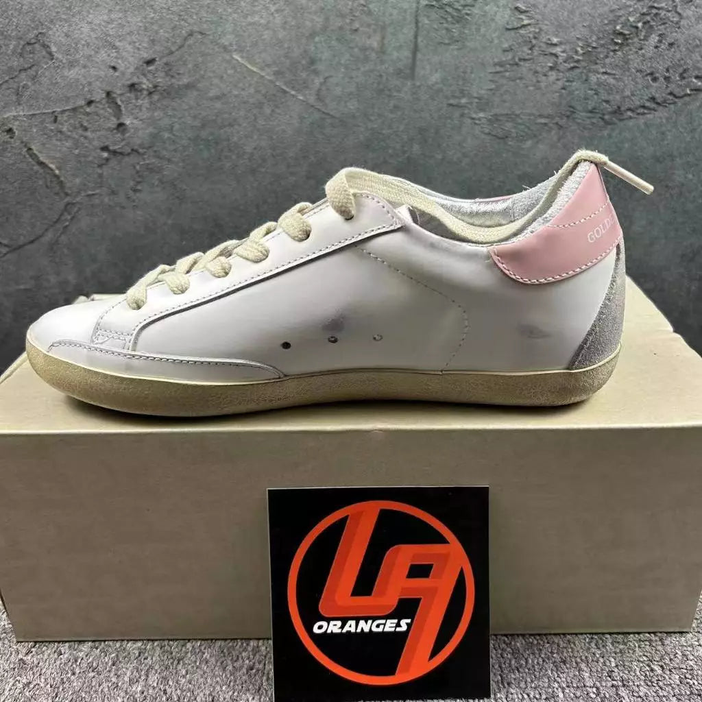 Golden Goose Super-Star 'Silver Leather Star/Pink Leather Heel Tab'