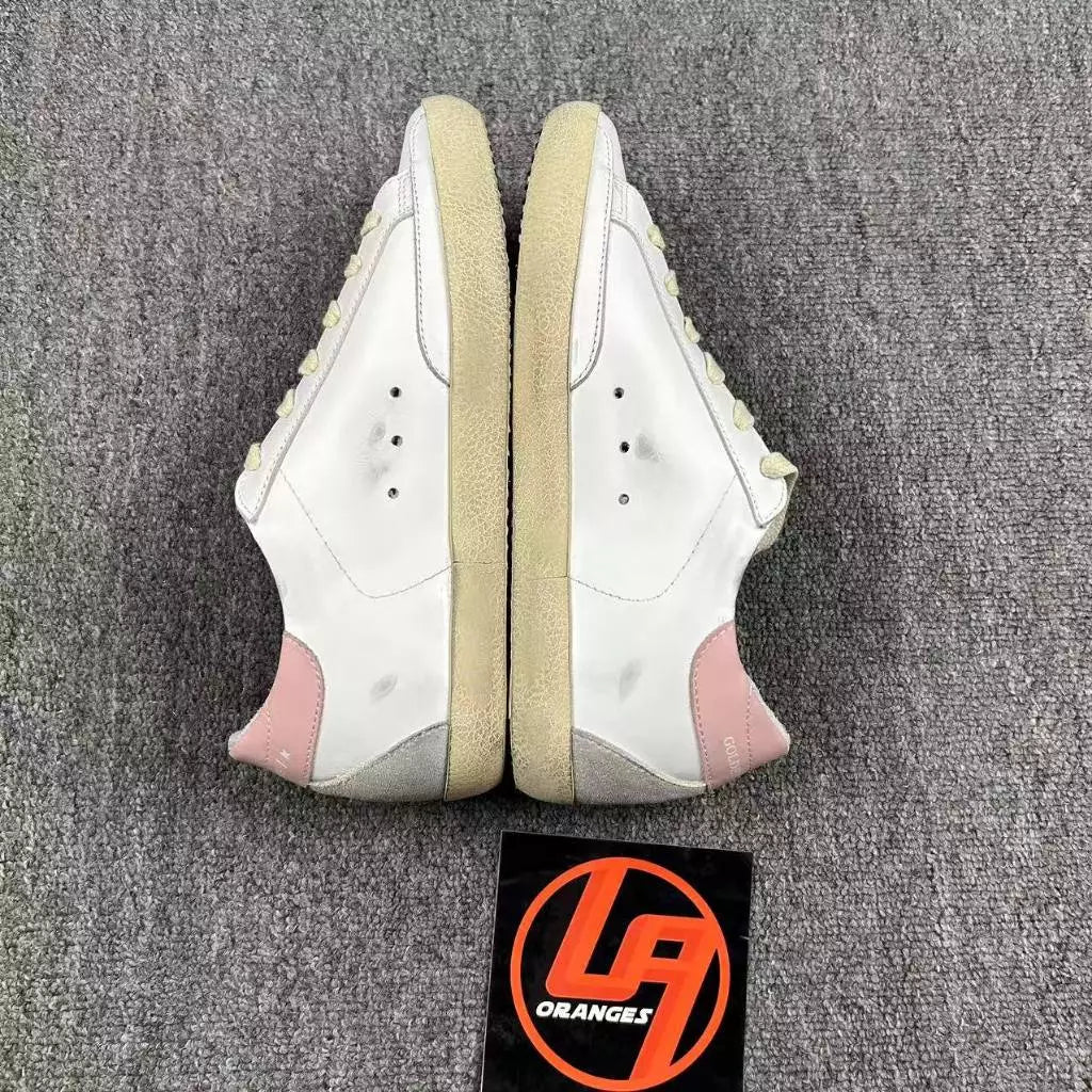 Golden Goose Super-Star 'Silver Leather Star/Pink Leather Heel Tab'