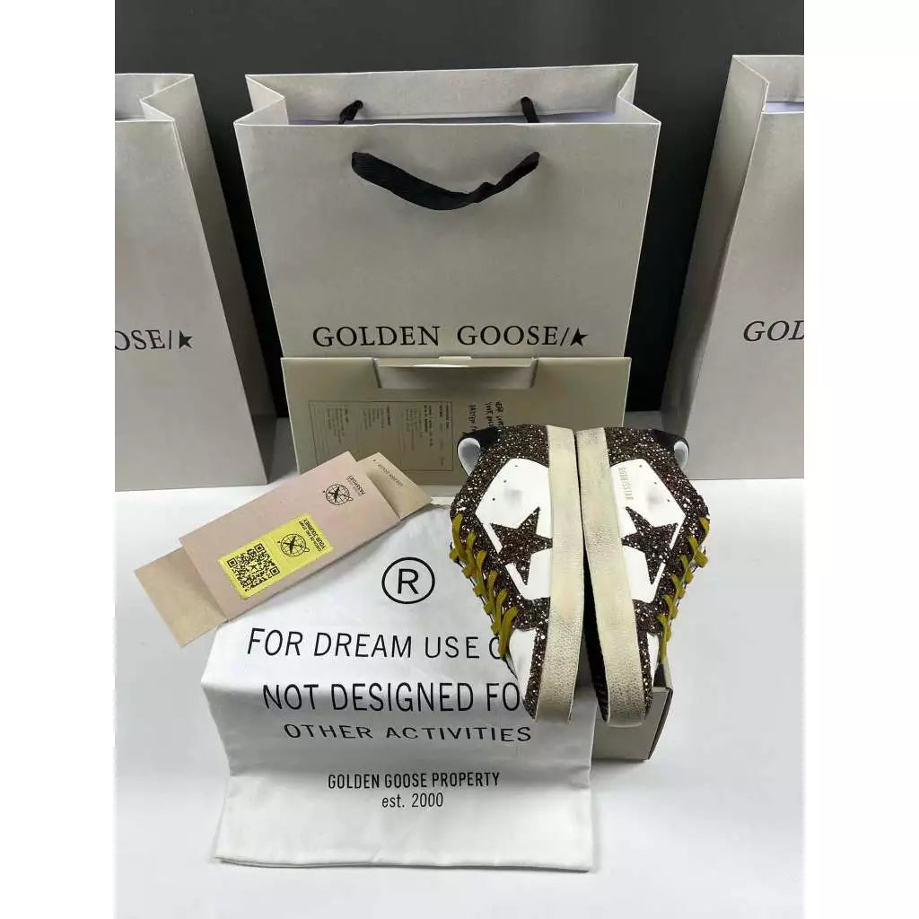 Golden Goose Super-Star 'Glitter Brown Star/Leather Black Tab'