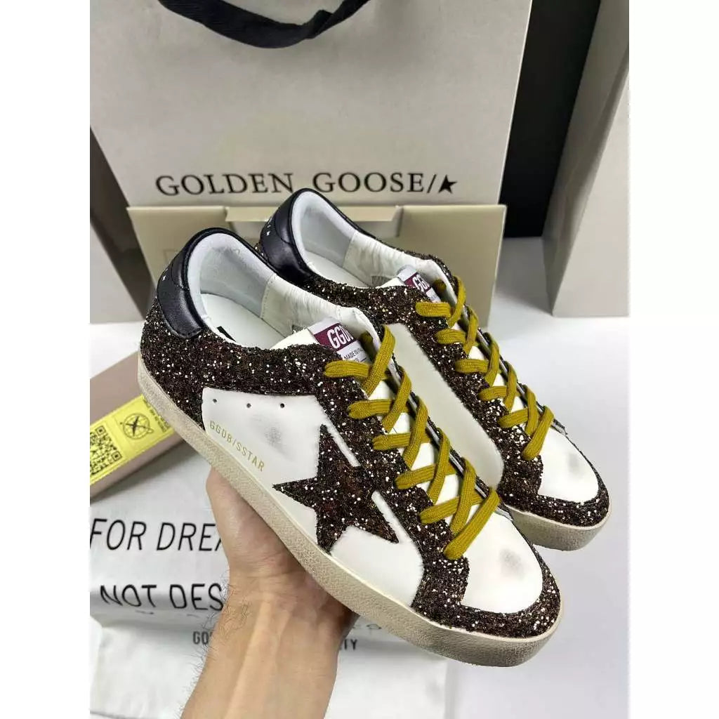 Golden Goose Super-Star 'Glitter Brown Star/Leather Black Tab'