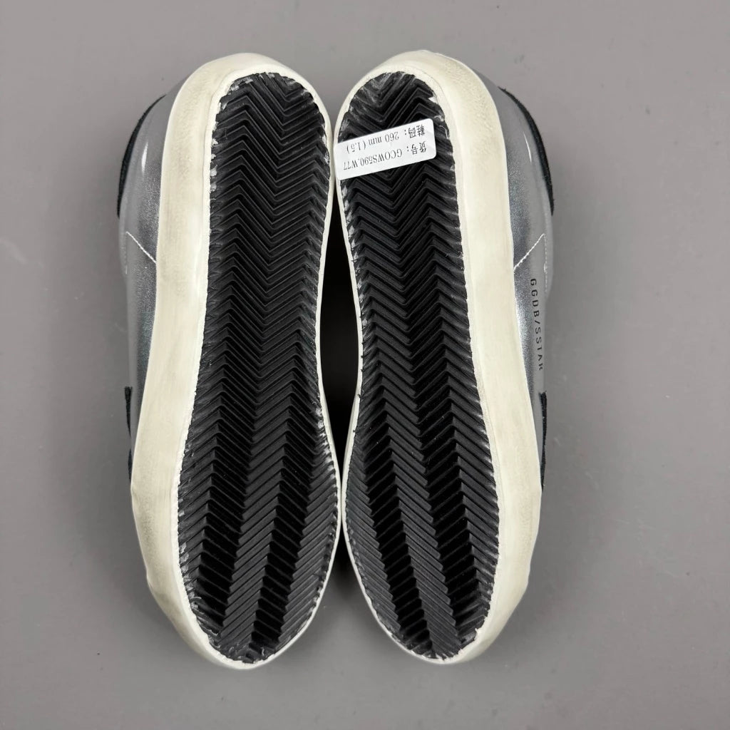 Golden Goose Super-Star 'Silver Leather Suede Black Star/Suede Black Tab'