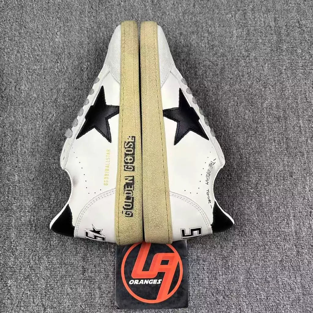 Golden Goose Ball-Star 'Leather Black/Tab Lettering Midsole'