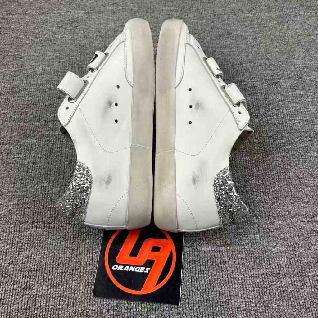 Golden Goose Old-School 2 'Velcro Strap Glitter Silver Star & Tab'