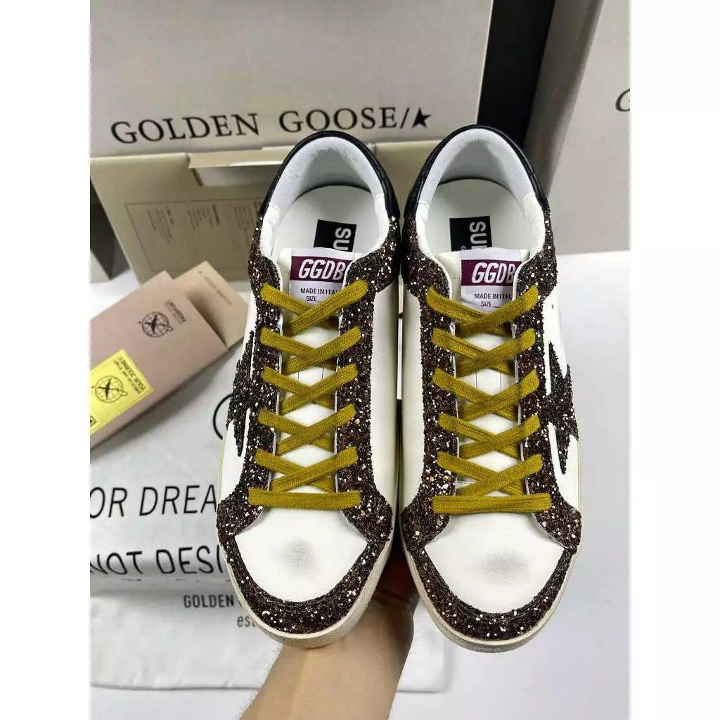 Golden Goose Super-Star 'Glitter Brown Star/Leather Black Tab'