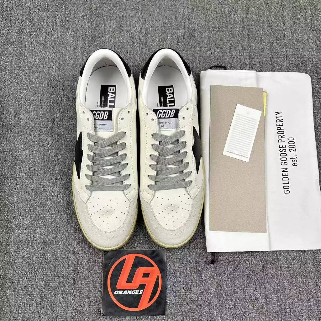 Golden Goose Ball-Star 'Leather Black/Tab Lettering Midsole'