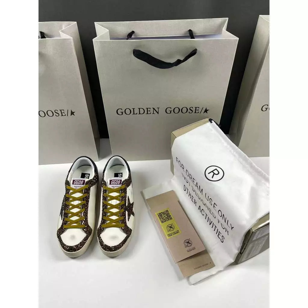 Golden Goose Super-Star 'Glitter Brown Star/Leather Black Tab'
