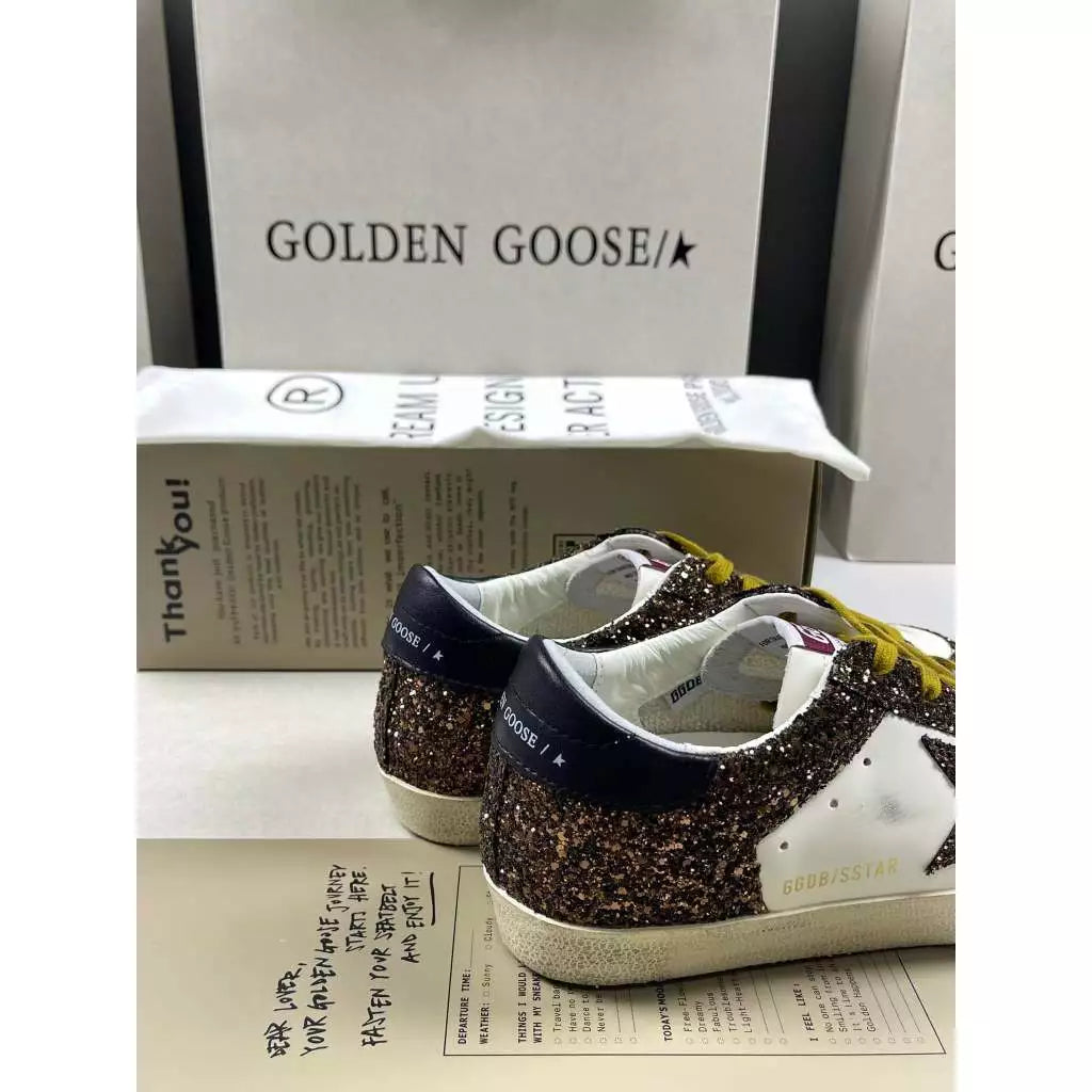 Golden Goose Super-Star 'Glitter Brown Star/Leather Black Tab'