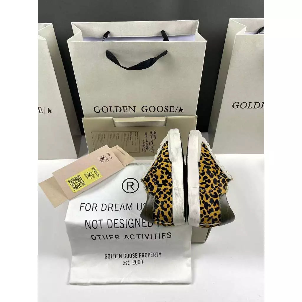 Golden Goose Super-Star 'Leopard Print Uppers Silver Star/Olive Tab'