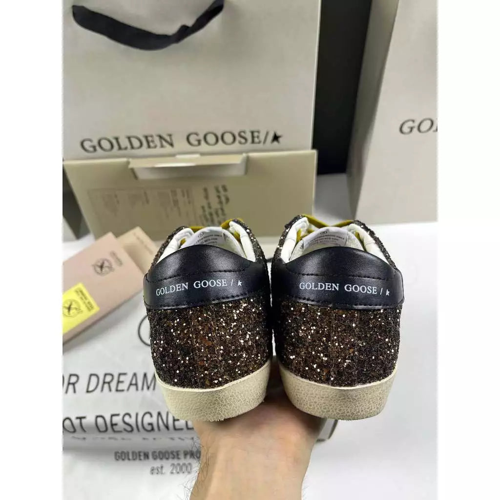 Golden Goose Super-Star 'Glitter Brown Star/Leather Black Tab'
