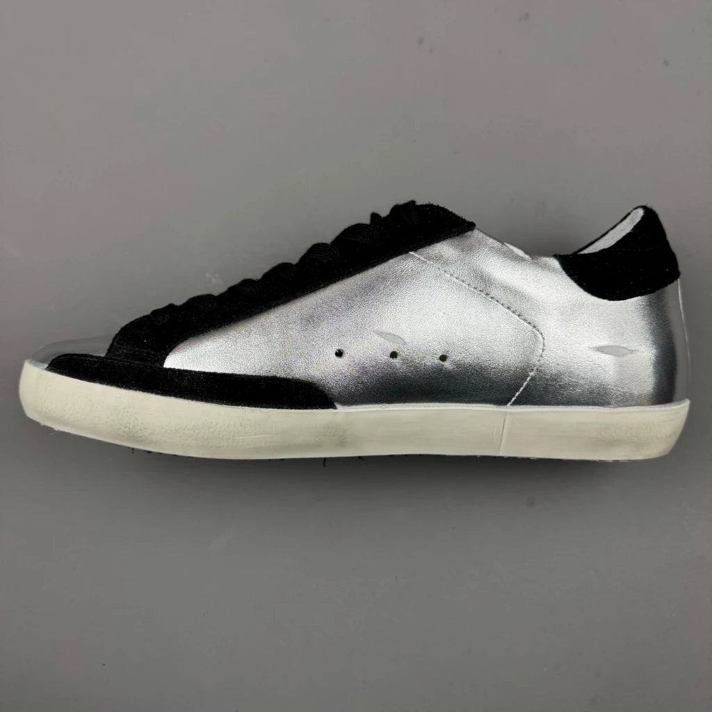 Golden Goose Super-Star 'Silver Leather Suede Black Star/Suede Black Tab'