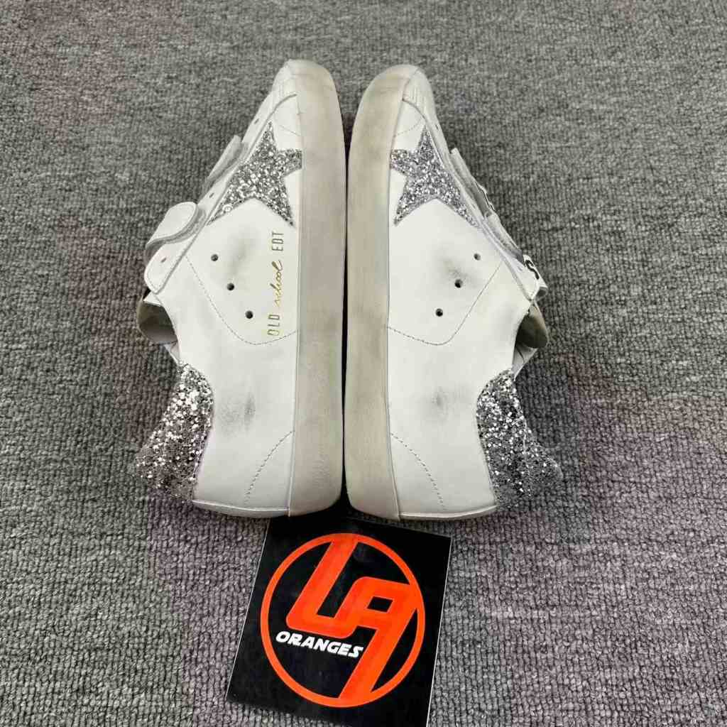 Golden Goose Old-School 2 'Velcro Strap Glitter Silver Star & Tab'