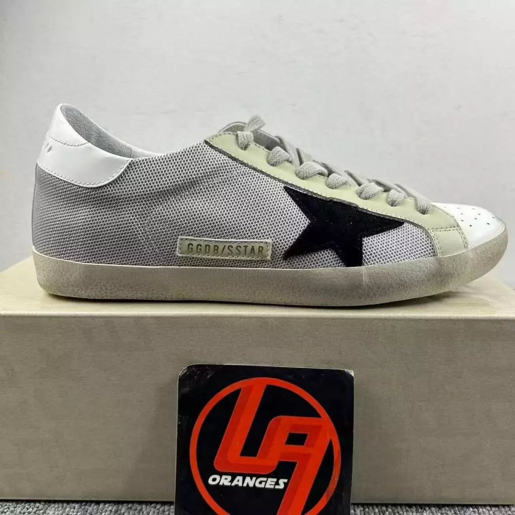 Golden Goose Super-Star 'Light Grey Mesh Black Star/White Heel Tab'