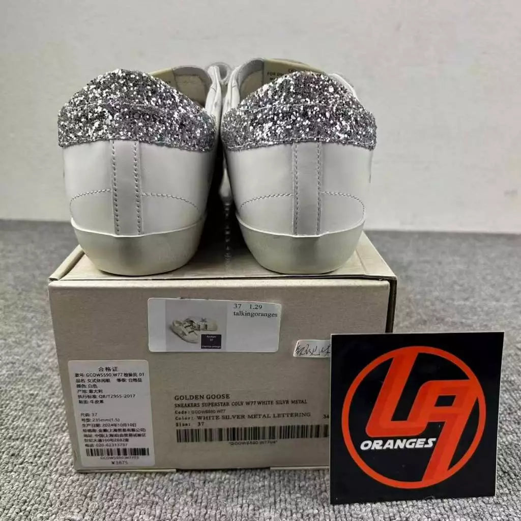 Golden Goose Old-School 2 'Velcro Strap Glitter Silver Star & Tab'