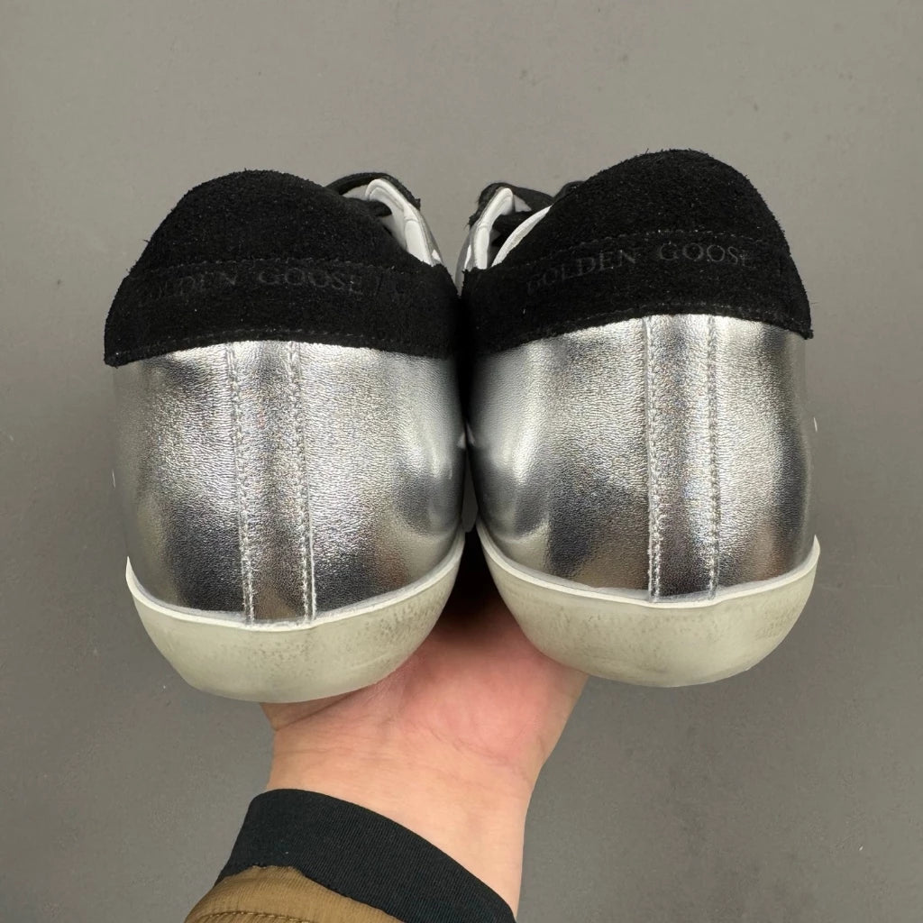 Golden Goose Super-Star 'Silver Leather Suede Black Star/Suede Black Tab'