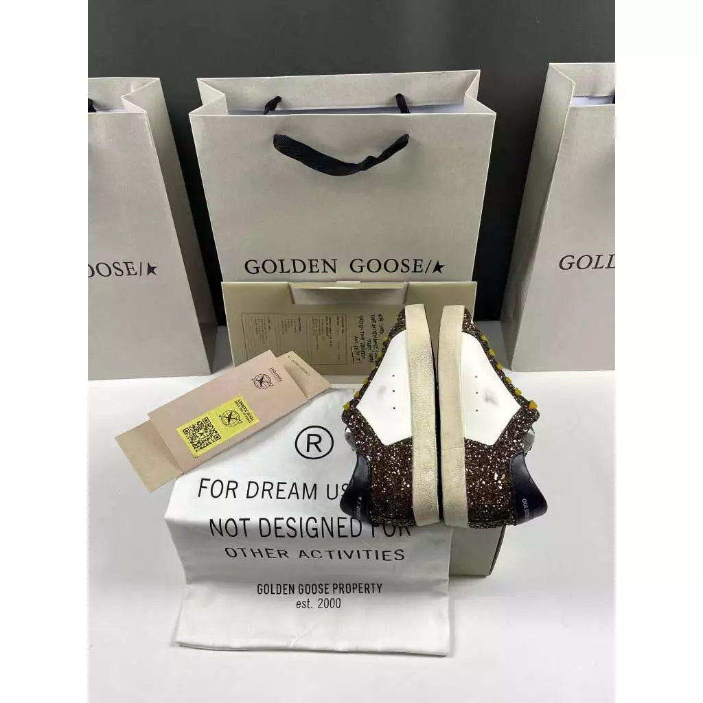 Golden Goose Super-Star 'Glitter Brown Star/Leather Black Tab'