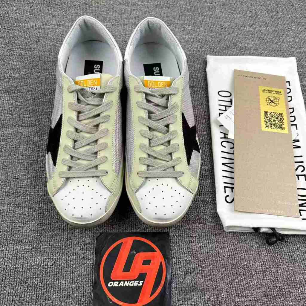 Golden Goose Super-Star 'Light Grey Mesh Black Star/White Heel Tab'