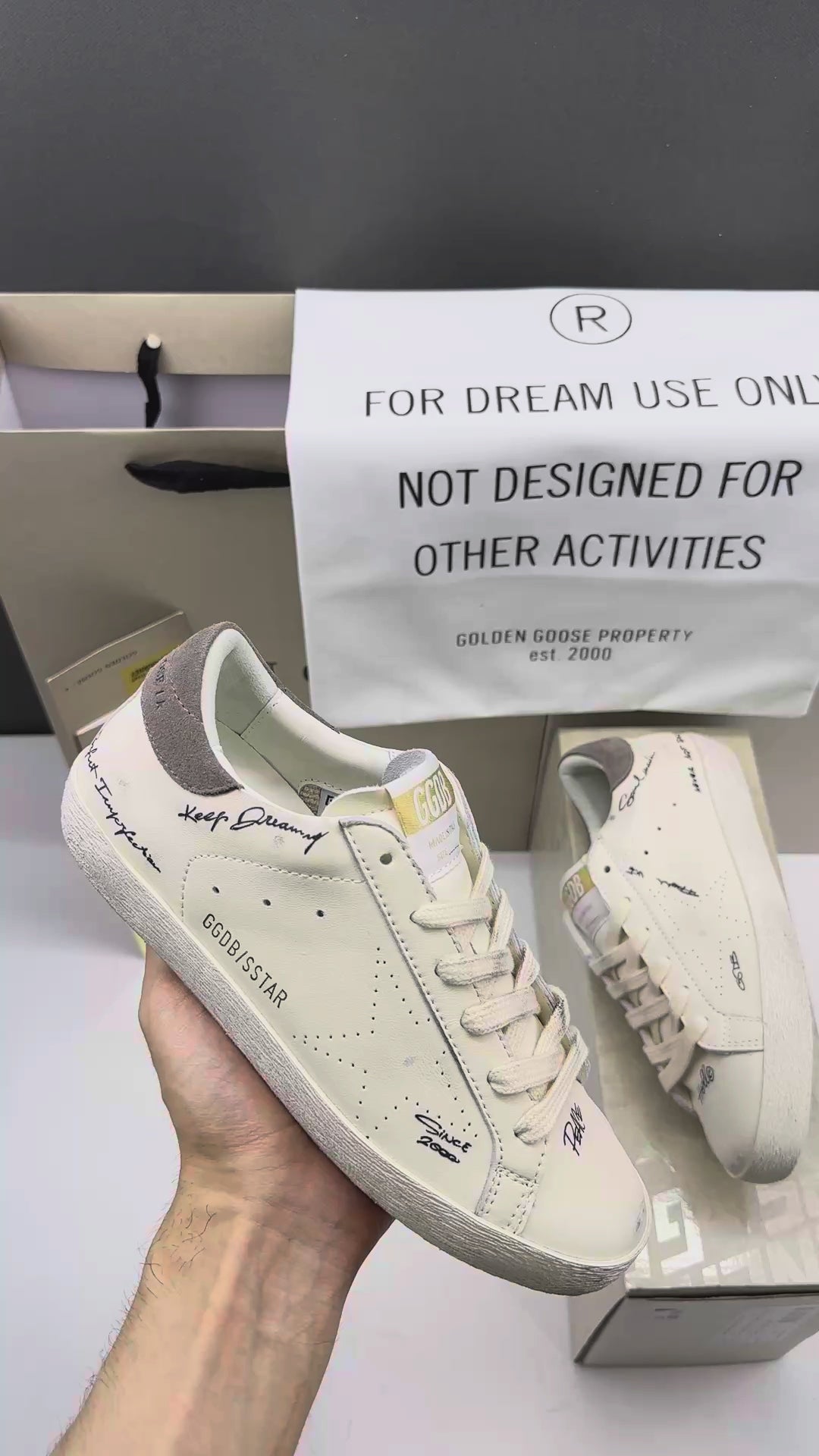 Golden Goose Super-Star 'Perforated Star/Grey Suede Heel Tab'