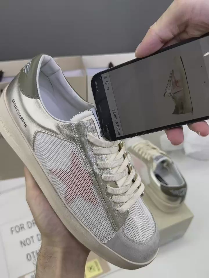 Golden Goose Stardan 'Mesh with Orange Star/Olive Green Leather Heel Tab'