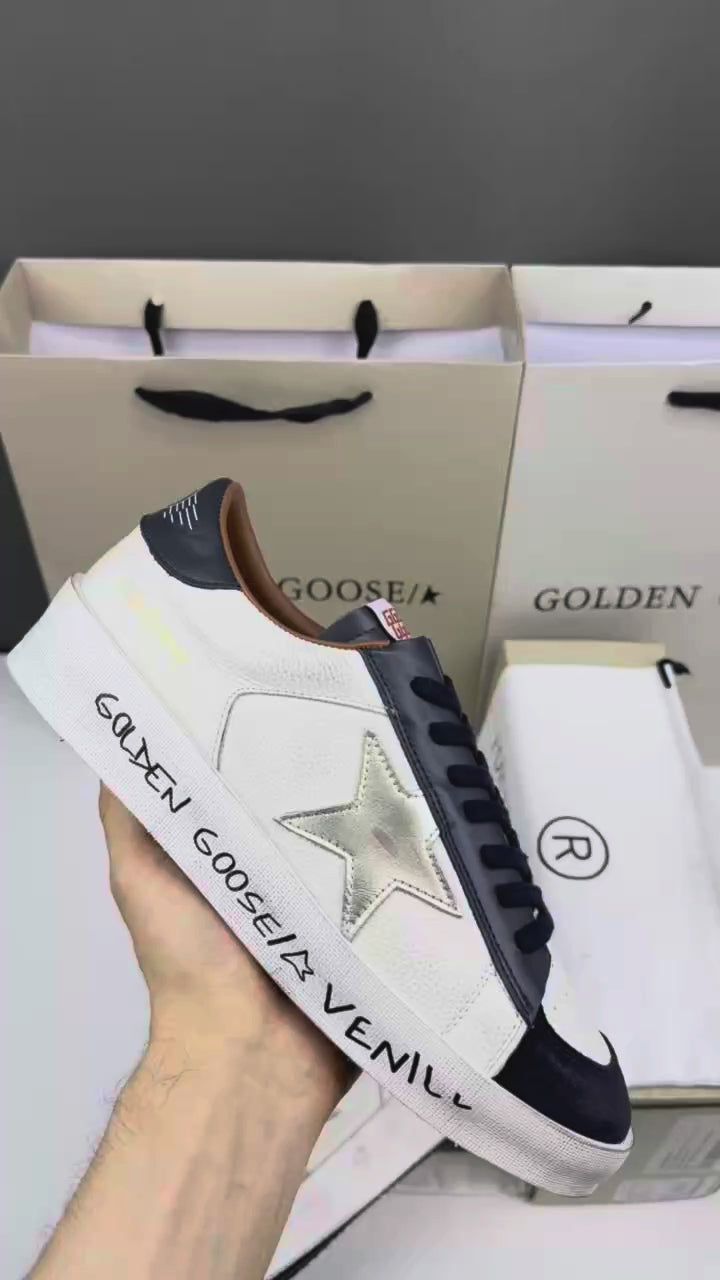 Golden Goose Stardan 'Metallic Leather Star/Blue Nappa Heel Tab'
