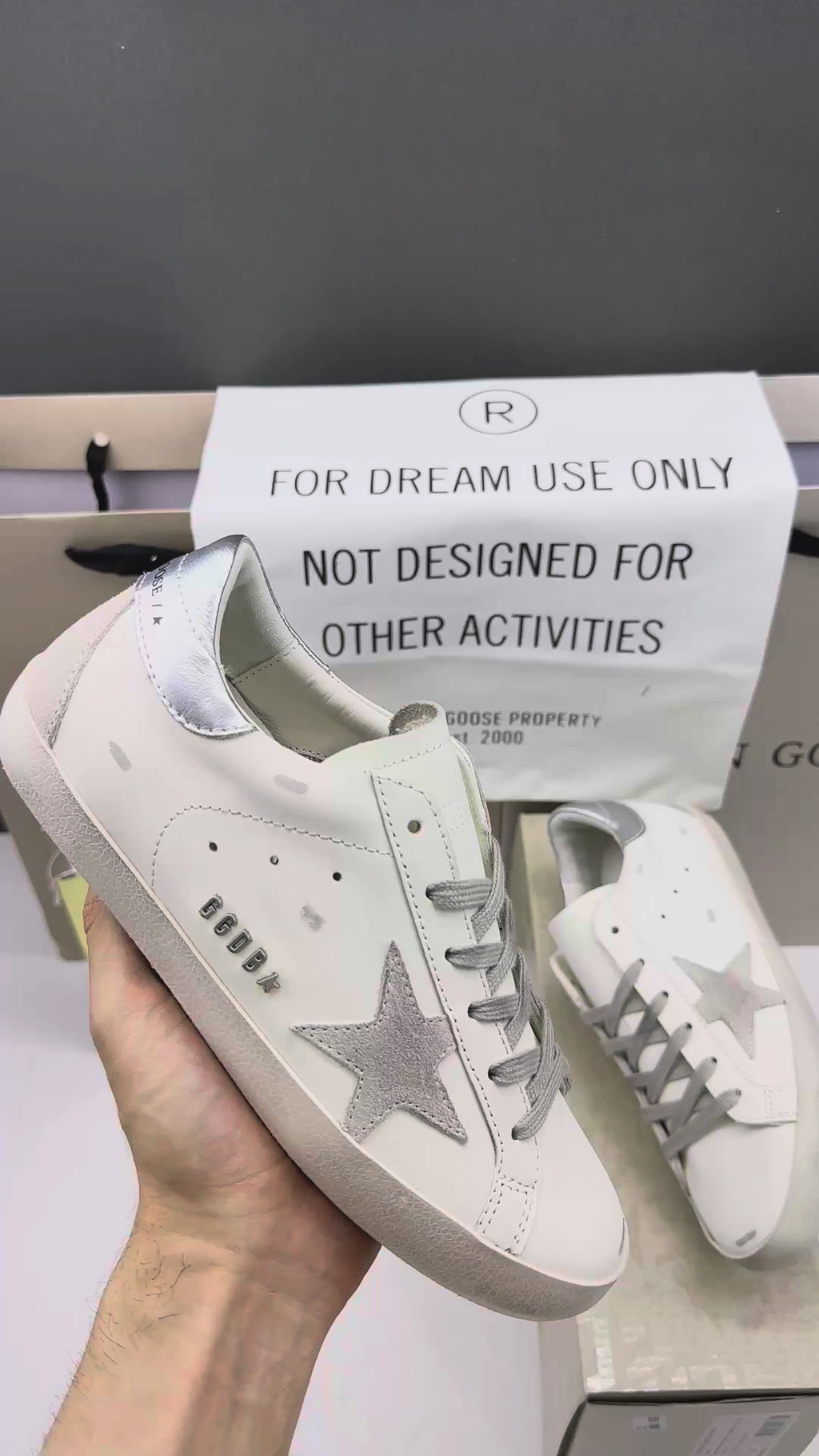Golden Goose Super-Star 'Grey Suede Star/Silver Heel Tab'