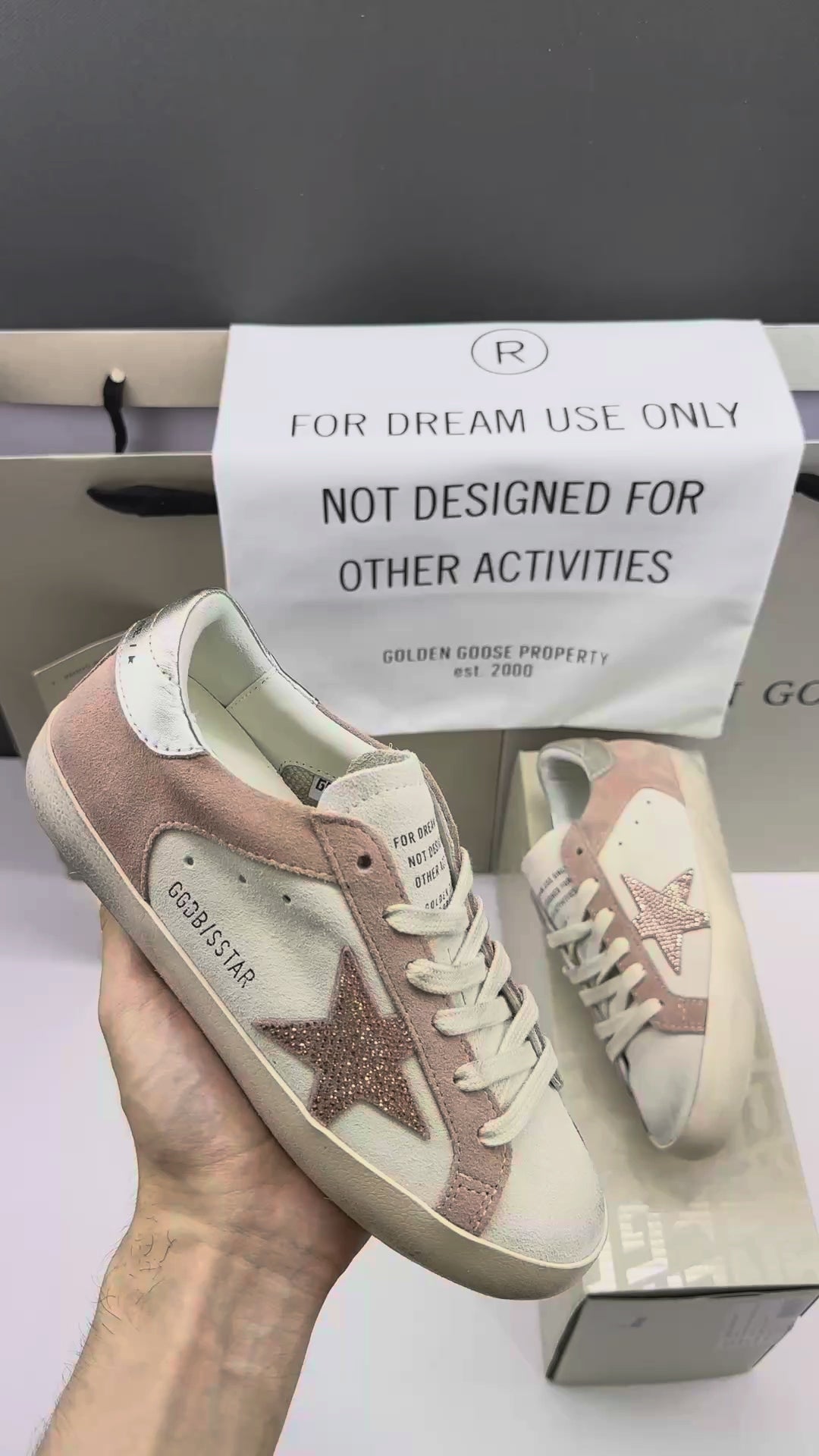 Golden Goose Super-Star 'Pink Crystal Star/Silver Heel Tab'