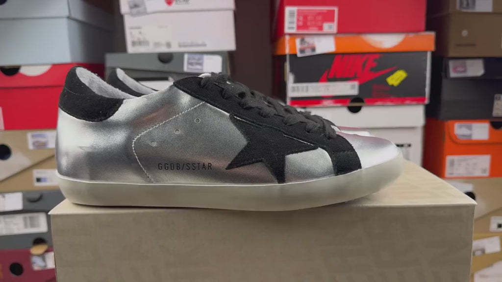Golden Goose Super-Star 'Silver Leather Suede Black Star/Suede Black Tab'