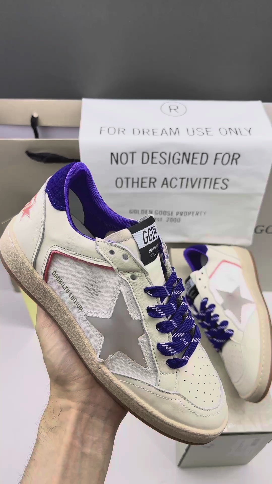 Golden Goose Ball-Star LTD 'Matte Grey Star/Roya Blue Heal Tab'