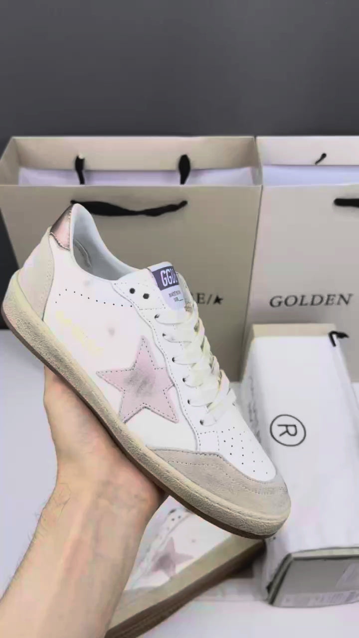Golden Goose Ball-Star 'Pink Suede Star/Rose Gold Heel Tab'