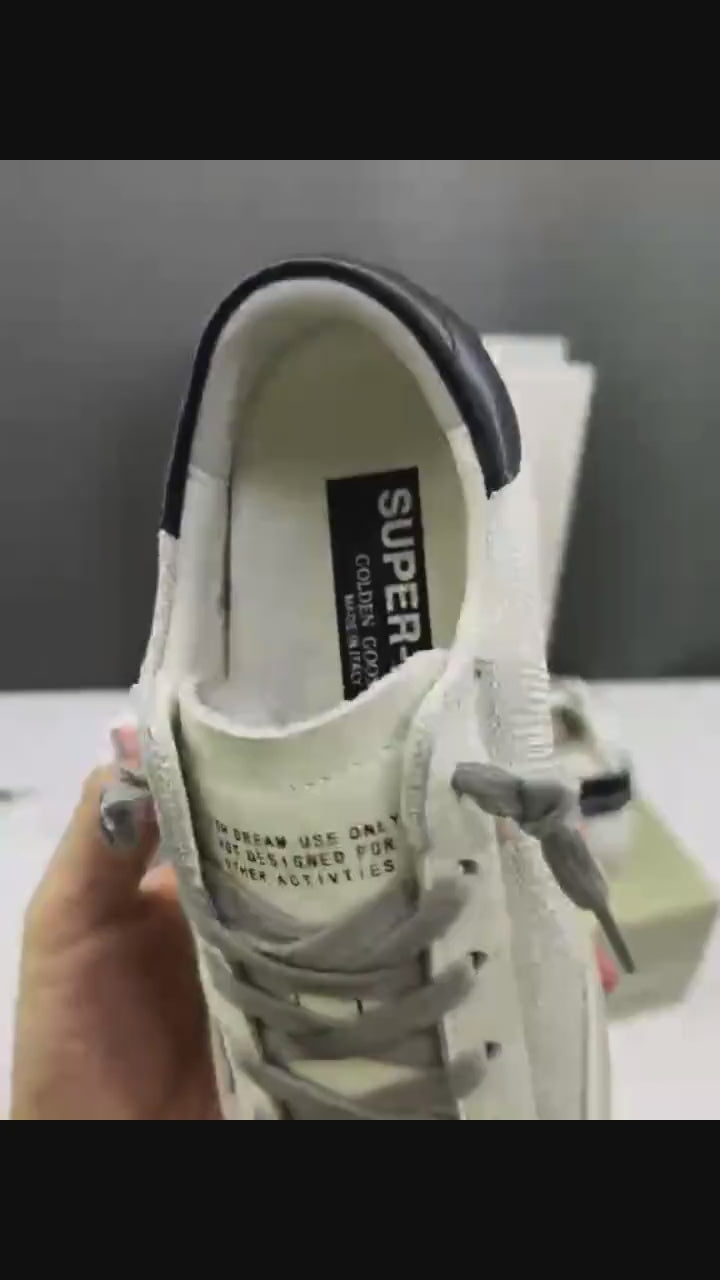 Golden Goose Super-Star 'White Mesh Light Blue Suede Star/Leather Black Heel Tab'