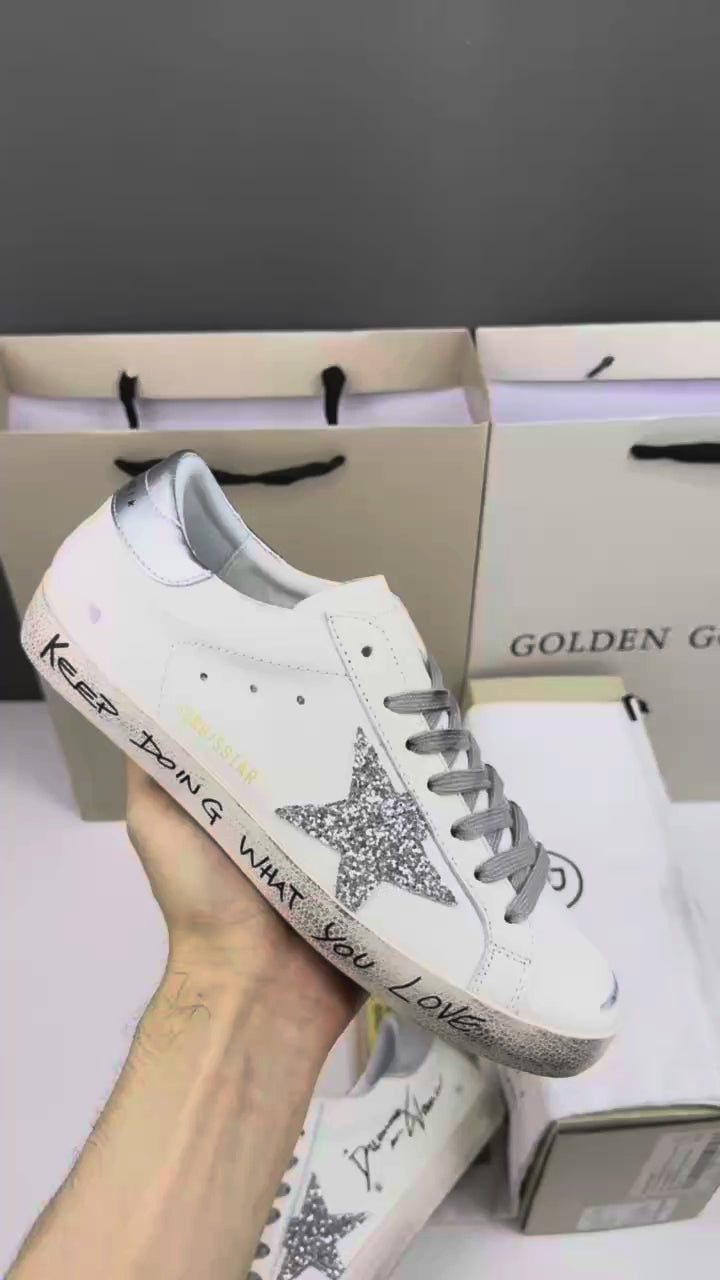 Golden Goose Super-Star 'Silver Glitter Star/Silver Heel Tab'