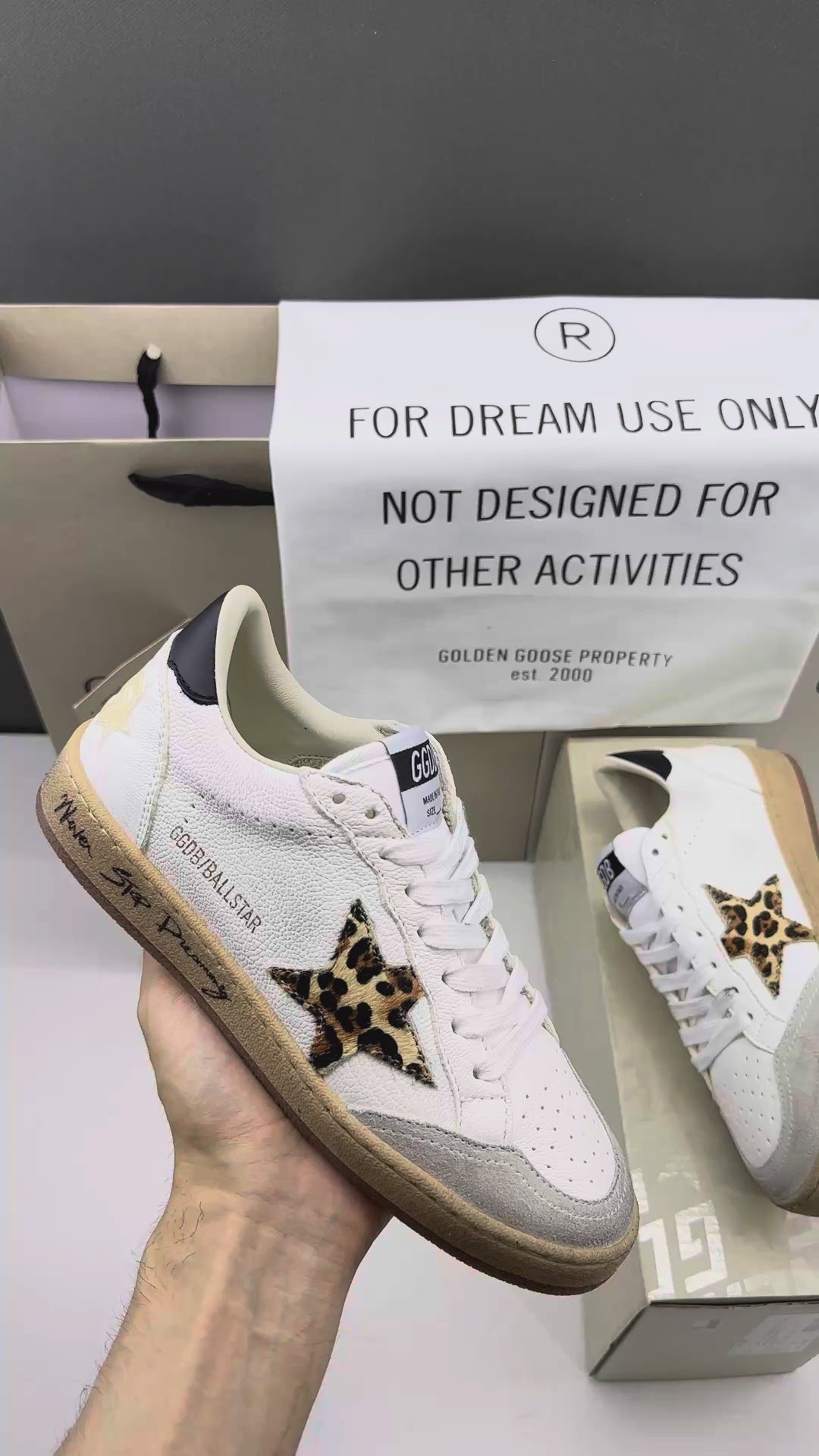 Golden Goose Ball-Star 'Leopard Print Star/Black Heel Tab'
