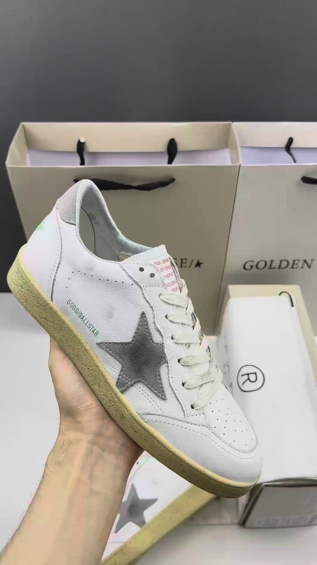 Golden Goose Ball-Star 'Grey Suede Star & Heel Tab'