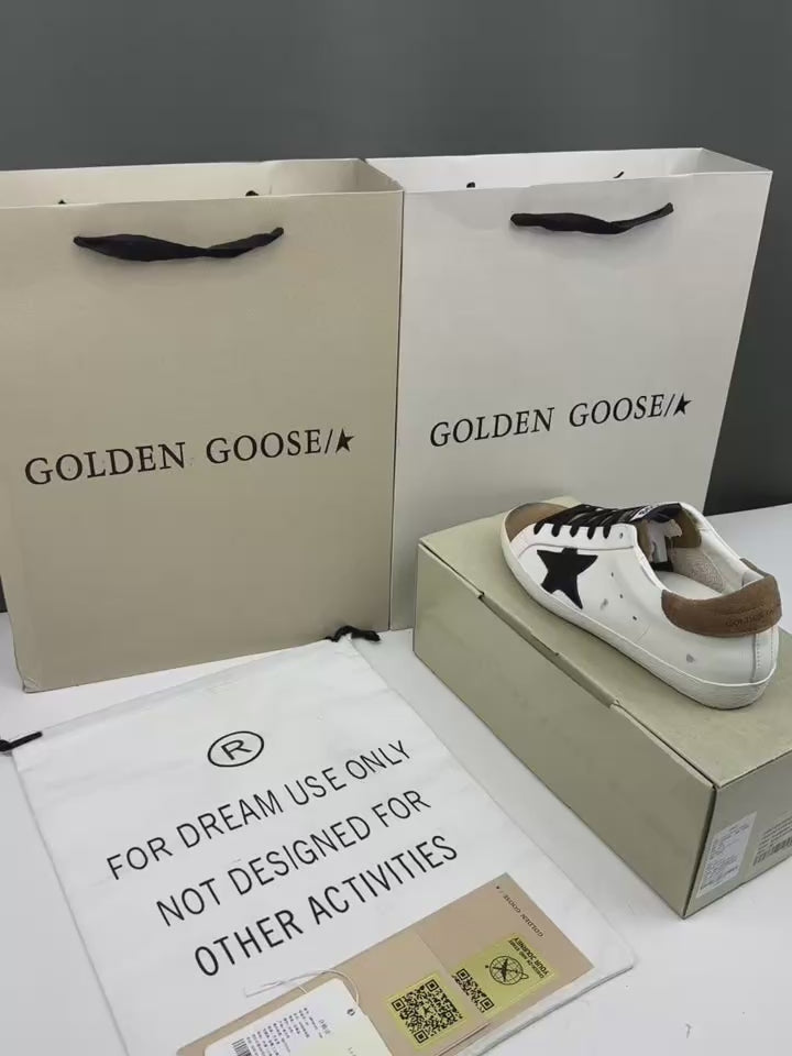 Golden Goose Super-Star 'Black Crocodile Print Star/Brown Suede Heel Tab'