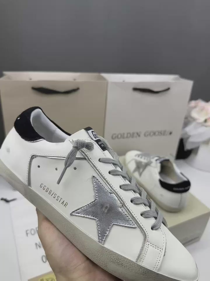 Golden Goose Super-Star 'Silver Star/Suede Black Heel Tab'
