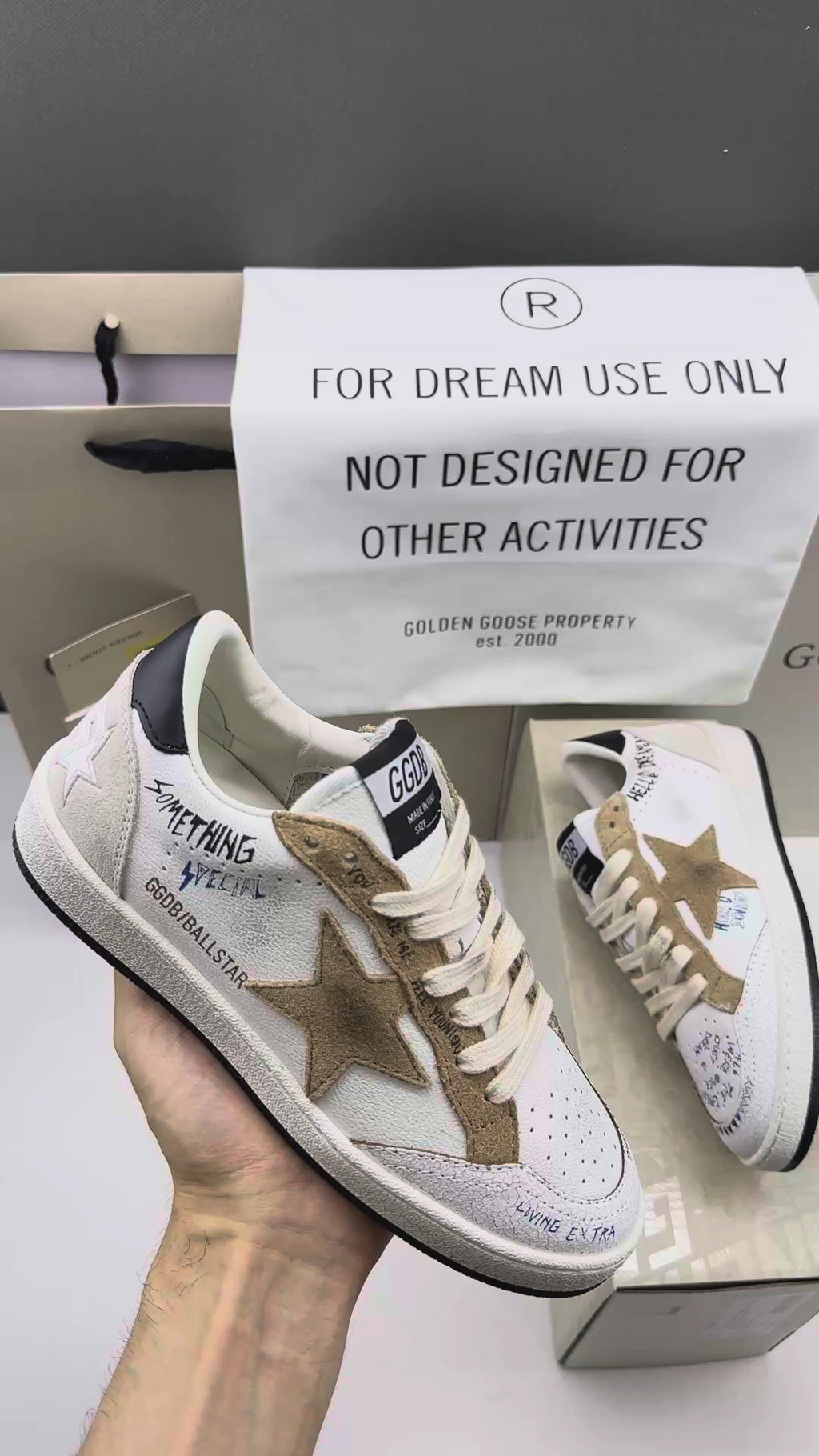 Golden Goose Ball-Star 'Brown Suede Star/Black Heel Tab'