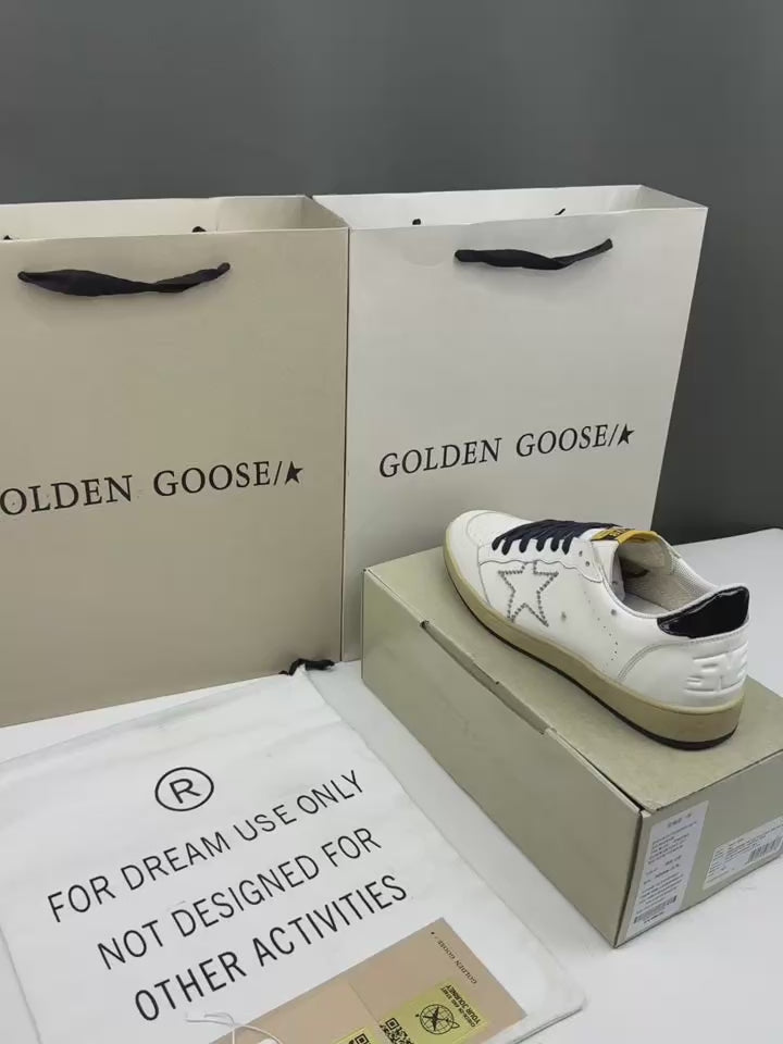 Golden Goose Ball-Star 'LTD Silver Studded Star/Black Heel Tab'