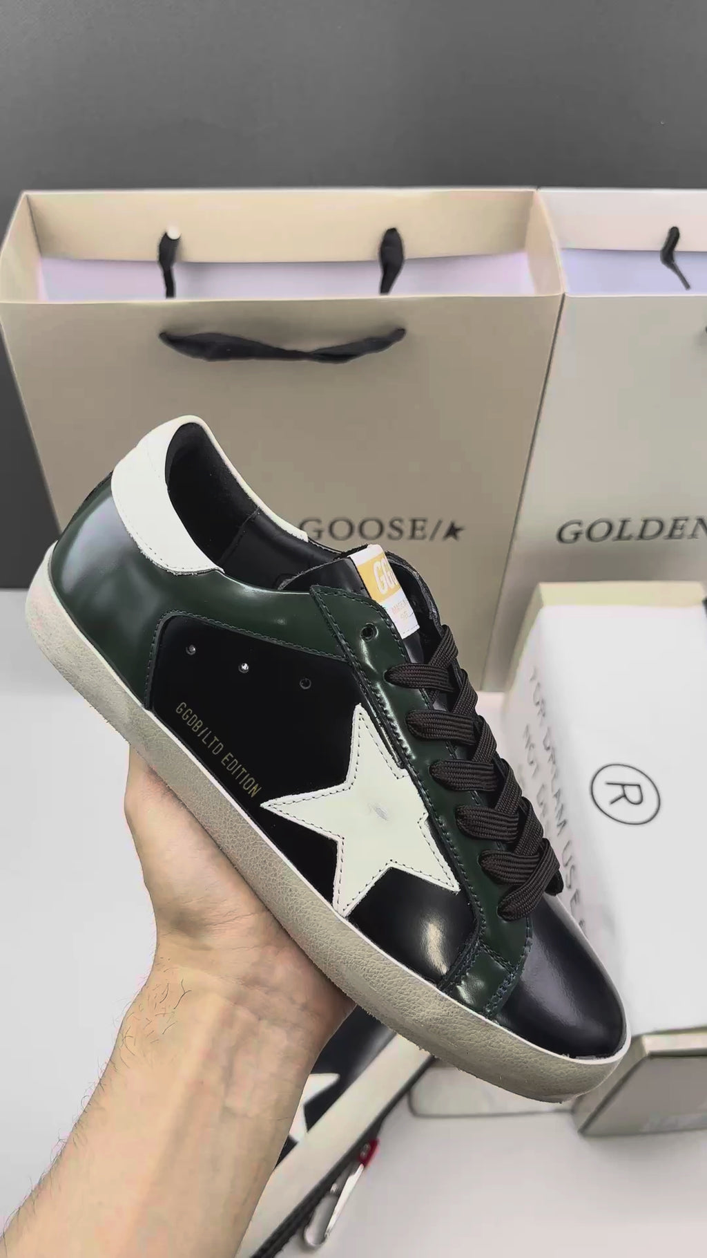 Golden Goose Super-Star LTD 'Green/Black Leather White Star & Heel Tab'