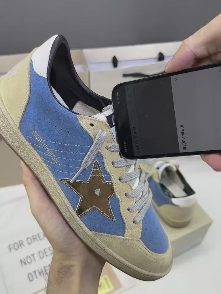 Golden Goose Ball-Star LTD 'Blue Suede Metallic Gold Star/White Tab'