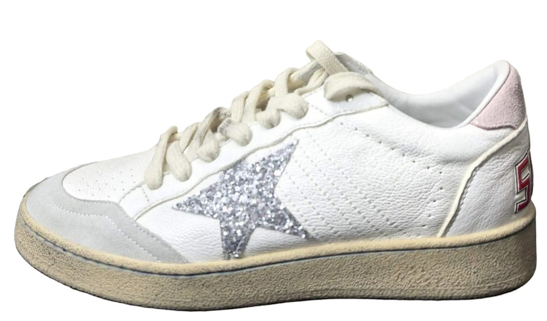 Golden Goose Ballstar Glitter Silver Star Light Pink Tab - Foshan