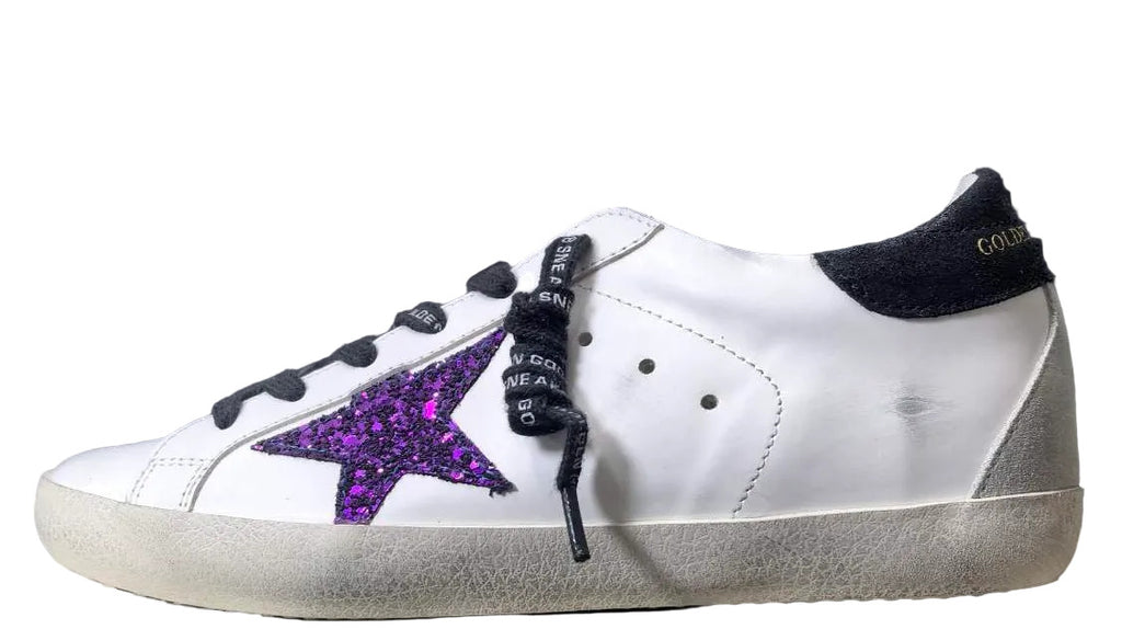 Golden Goose Super Star Glitter Purple Star Black Tab - Foshan