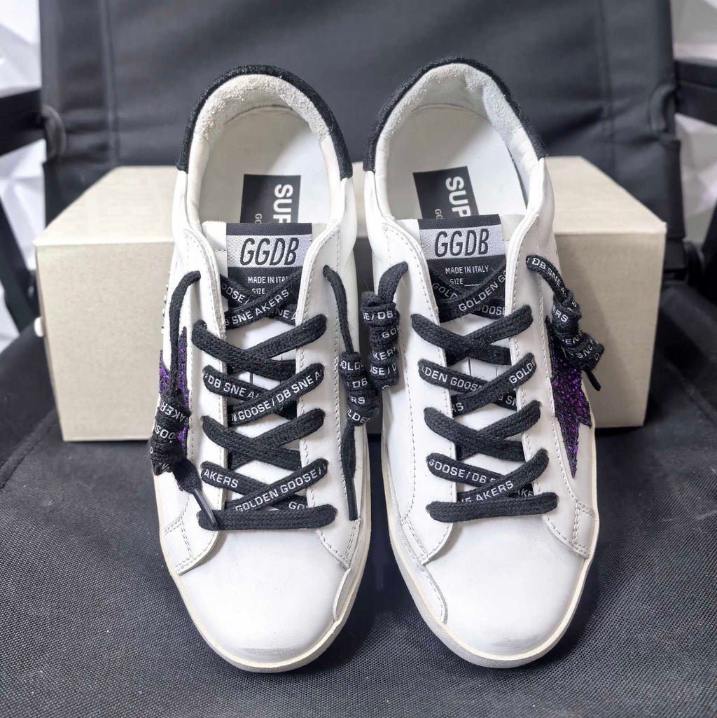 Golden Goose Super Star Glitter Purple Star Black Tab - Foshan
